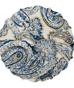 Kim Seybert Paisley Placemat In White, Navy & Gold, Set Of 4 Placemats