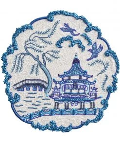 Kim Seybert Toile Placemat In White & Navy, Set Of 2 Placemats