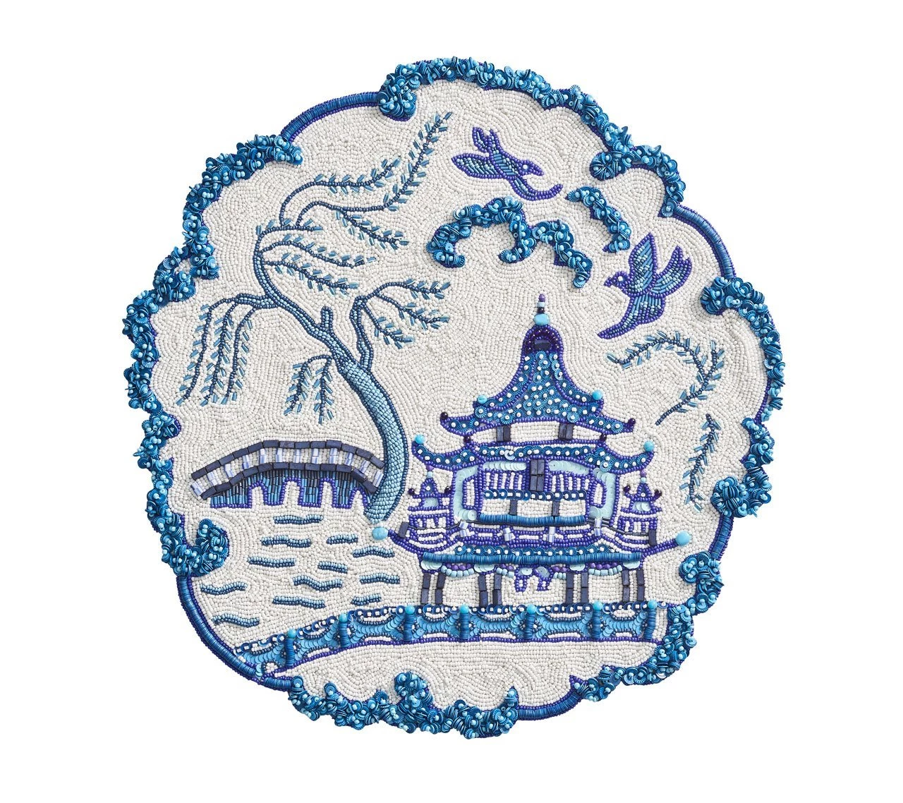 Kim Seybert Toile Placemat In White & Navy, Set Of 2 Placemats