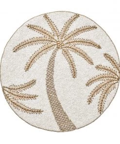 Kim Seybert Palm Coast Placemat In Ivory & Natural & Gold, Set Of 2