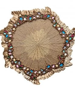 Kim Seybert Jewel Fringe Placemat In Gold & Multi, Set Of 2 Placemats