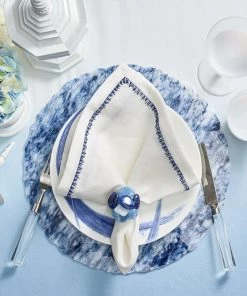 Kim Seybert Dip Dye Tablecloth In White & Periwinkle