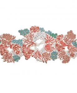 Kim Seybert Table Runners Cozumel Table Runner In Turquoise, Coral, & Gold