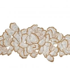 Kim Seybert Table Runners Botanica Table Runner In White, Gold, & Silver