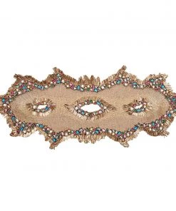 Kim Seybert Jewel Fringe Table Runner In Gold & Multi