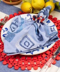 Kim Seybert Round Bamboo Placemat In Coral, Set Of 4