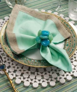 Kim Seybert Napkins Dip Dye Napkin In Mint & Silver, Set Of 4