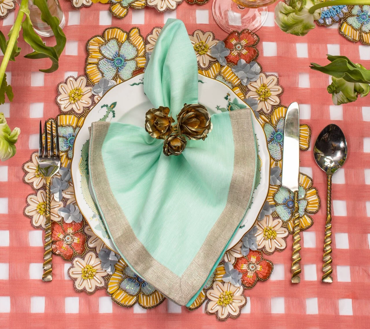 Kim Seybert Bouquet Napkin Ring In Gold, Set Of 4 Napkin Rings