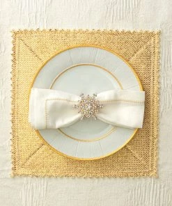 Kim Seybert Snowflake Napkin Rings In Silver & Gold, Set Of 4 In A Gift Box