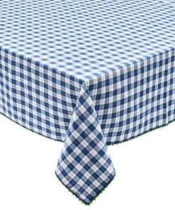Kim Seybert Check Tablecloth In Blue & Green