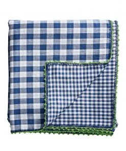 Kim Seybert Check Tablecloth In Blue & Green