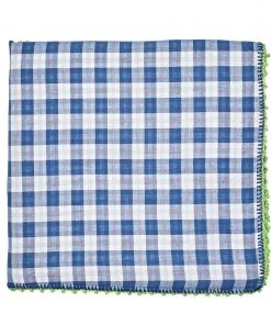 Kim Seybert Check Tablecloth In Blue & Green