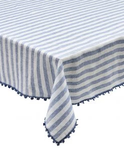 Kim Seybert Tablecloths Linea Tablecloth In White & Blue