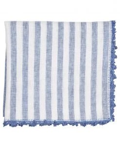 Kim Seybert Tablecloths Linea Tablecloth In White & Blue