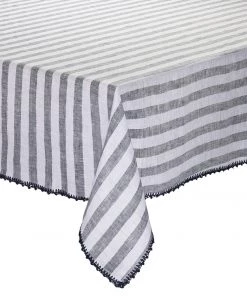 Kim Seybert Linea Tablecloth In White & Navy