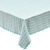Kim Seybert Linea Tablecloth In White & Seafoam Tablecloths