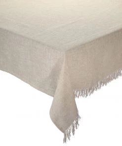 Kim Seybert Tablecloths Fringe Tablecloth In Natural & Silver