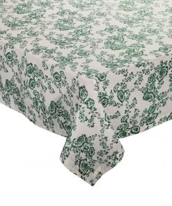 Kim Seybert Ella Tablecloth In Ivory & Green