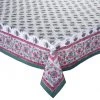 Kim Seybert Tablecloths Zinnia Tablecloth In White & Red & Green