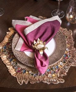 Kim Seybert Napkin Rings Sunflower Napkin Ring In Gold & Crystal, Set Of 4