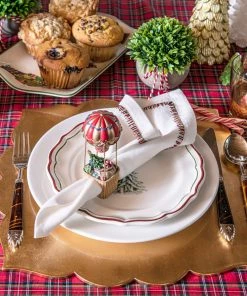 Kim Seybert Filament Napkin In White & Red & Green, Set Of 4