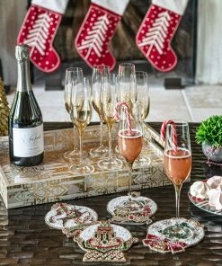 Kim Seybert Snowglobe Drink Coasters In Multi, Set Of 4 In A Gift Bag