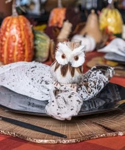 Kim Seybert Hoot Napkin Ring In Natural & Brown, Set Of 4 Napkin Rings