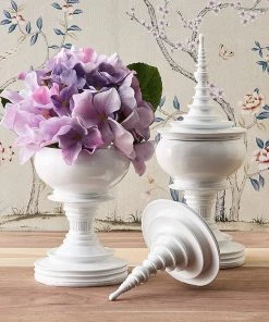 Kim Seybert Decor Totem In White, Set Of 2 In A Box Home Decor