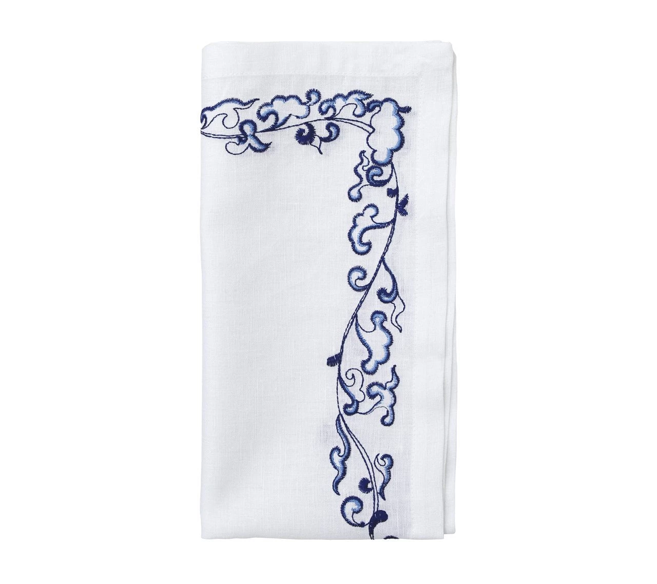Kim Seybert Napkins Ming Border Napkin In White & Navy, Set Of 4