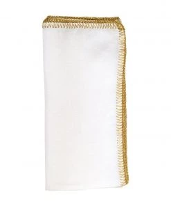 Kim Seybert Crochet Edge Napkin In White & Gold, Set Of 4 Napkins