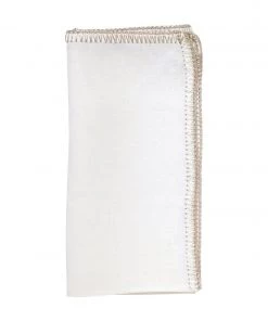 Kim Seybert Crochet Edge Napkin In White & Silver, Set Of 4