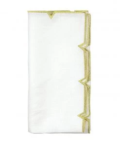 Kim Seybert Napkins Divot Napkin In White & Gold, Set Of 4