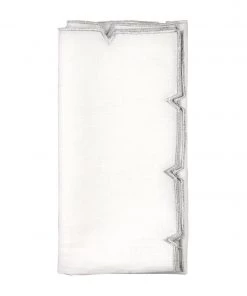 Kim Seybert Napkins Divot Napkin In White & Silver, Set Of 4