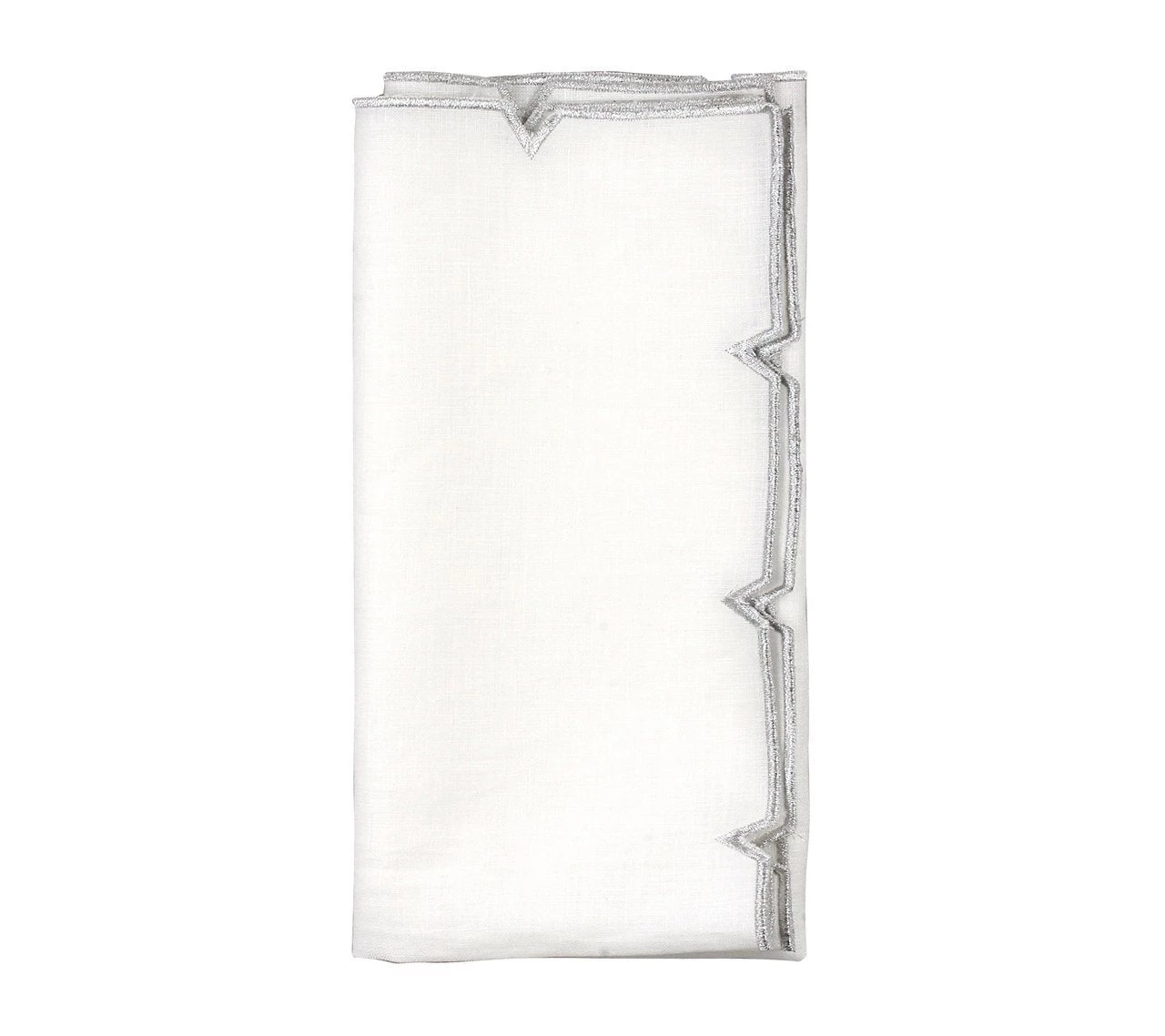 Kim Seybert Napkins Divot Napkin In White & Silver, Set Of 4