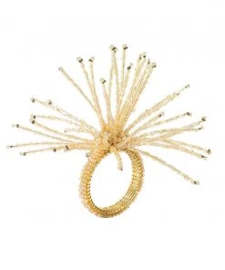 Kim Seybert Spider Bead Burst Napkin Ring In Champagne, Set Of 4