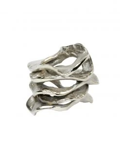 Kim Seybert Flux Napkin Ring In Silver, Set Of 4 Napkin Rings