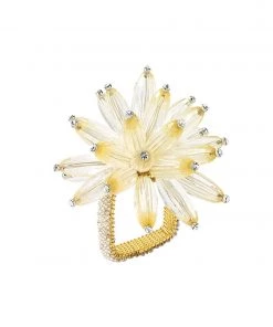 Kim Seybert Constellation Napkin Ring In Champagne & Crystal, Set Of 4 Napkin Rings