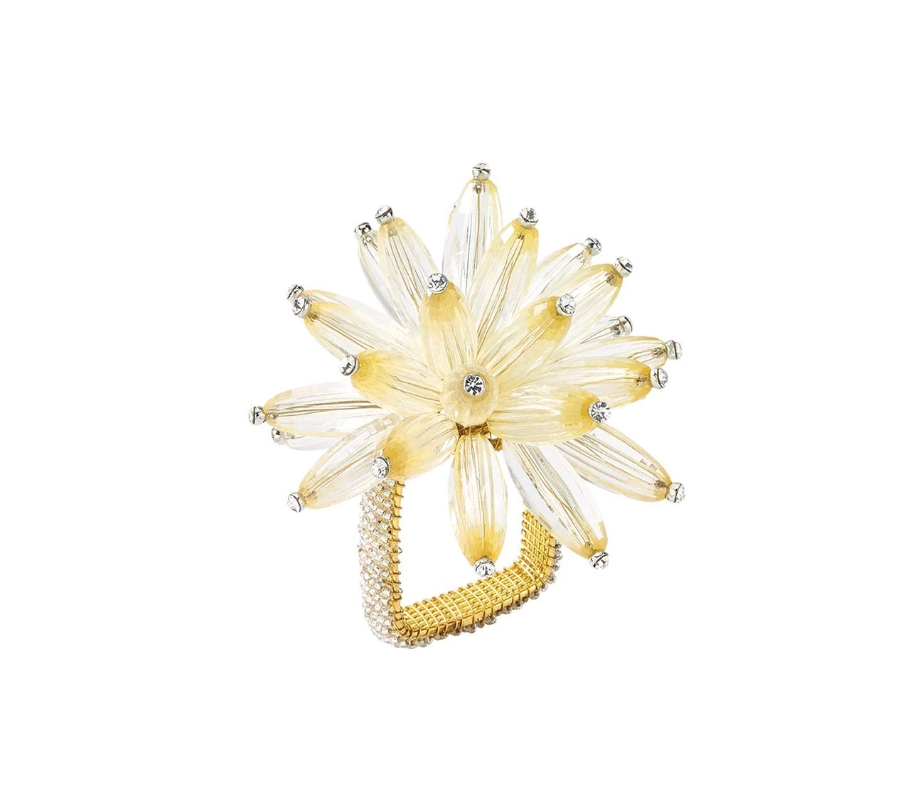 Kim Seybert Constellation Napkin Ring In Champagne & Crystal, Set Of 4 Napkin Rings