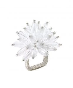 Kim Seybert Constellation Napkin Ring In Silver & Crystal, Set Of 4 Napkin Rings