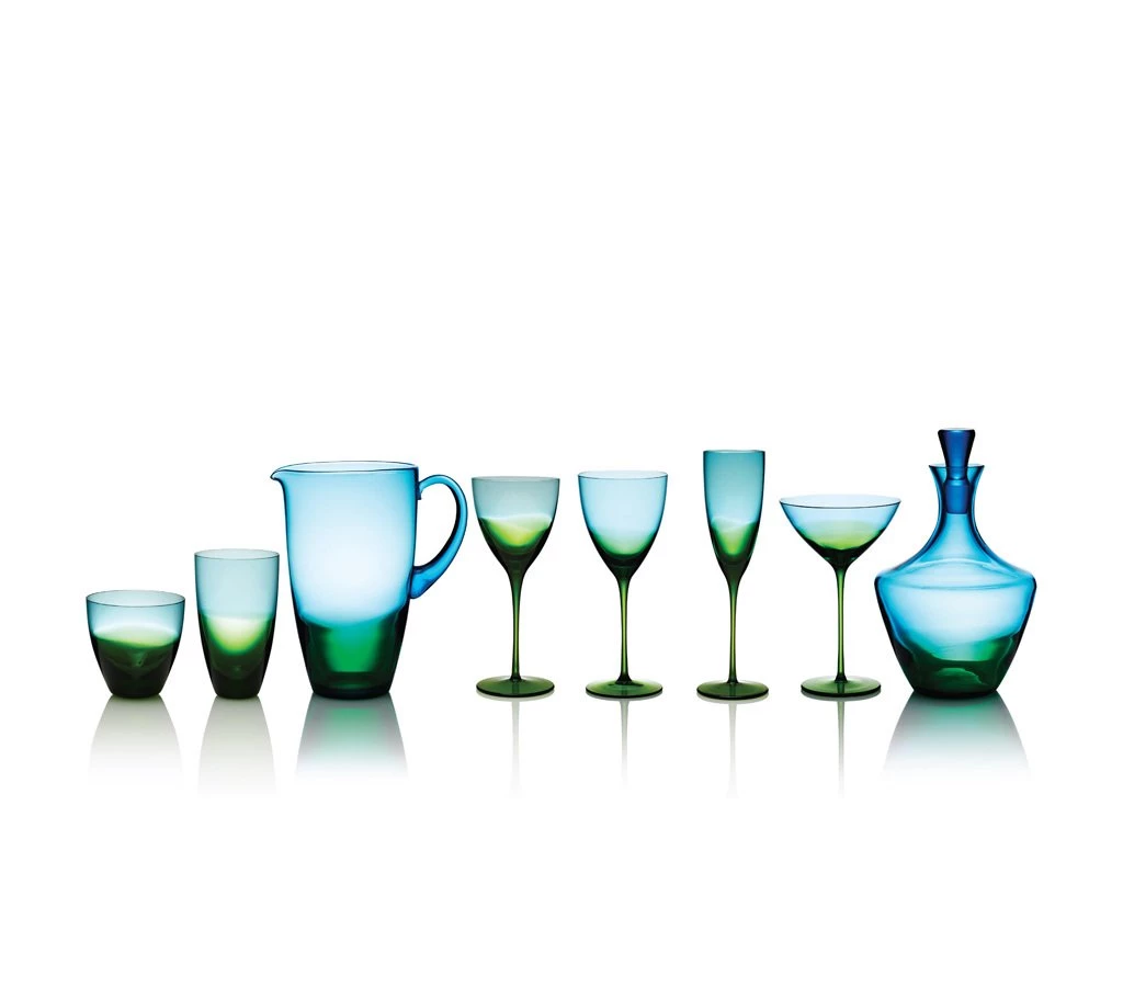 Kim Seybert Vague Champagne Flute In Blue & Green, Set Of 4 Glassware