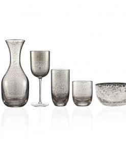 Kim Seybert Glassware Crackle Goblet In Platinum, Set Of 4