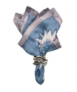 Kim Seybert Foliage Napkin In Blue & Gray, Set Of 4 Napkins