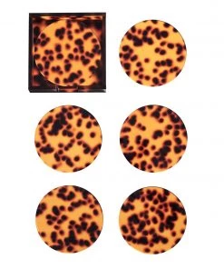 Kim Seybert Tortoise Drink Coasters In Brown, Set Of 6 In A Caddy