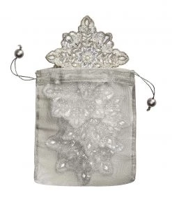 Kim Seybert Snowflake Drink Coasters In Crystal & Sliver, Set Of 4 In A Gift Bag Dinnerware/Barware