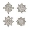 Kim Seybert Snowflake Drink Coasters In Crystal & Sliver, Set Of 4 In A Gift Bag Dinnerware/Barware