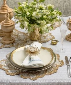 Kim Seybert Tablecloths Seersucker Tablecloth In White