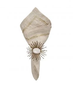 Kim Seybert Jardin Napkin In Natural, Gold & Silver, Set Of 4