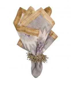 Kim Seybert Foliage Napkin In Natural & Gray, Set Of 4
