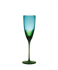 Kim Seybert Vague Champagne Flute In Blue & Green, Set Of 4 Glassware