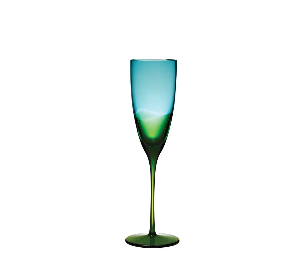 Kim Seybert Vague Champagne Flute In Blue & Green, Set Of 4 Glassware